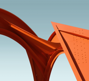 Orange architectural structure against blue sky